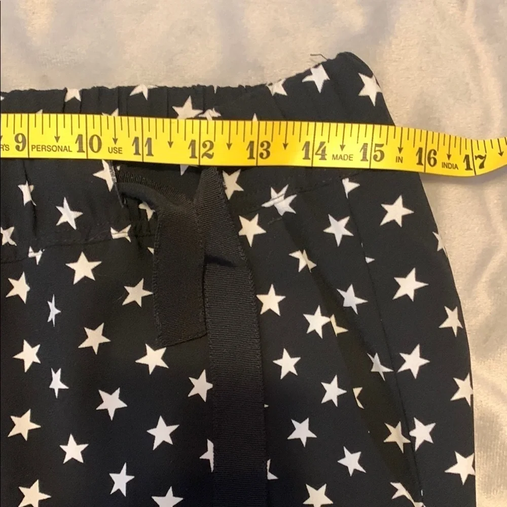 J. Crew tie waist Black and White Star Pattern cropped Pants size 8